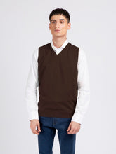 Dark Brown Wool Blended Sleeveless Sweater