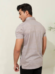 Brown Printed Mercerized Polo