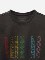 Brown Printed Short Sleeves Casual T-Shirt