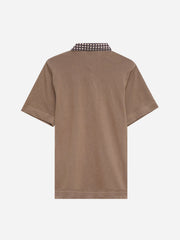 Brown Pique Polo With Contrasting Printed Collar - Junior