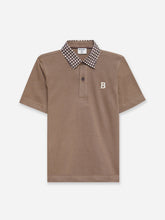 Brown Pique Polo With Contrasting Printed Collar - Junior