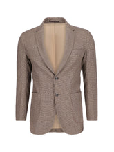 Brown Micro Houndstooth Pattern Wool & Cashmere Blazer - Sartoria
