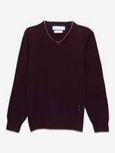 Burgundy Casual V-Neck Sweater