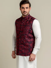 Burgundy Embroidered Sartoria Waistcoat