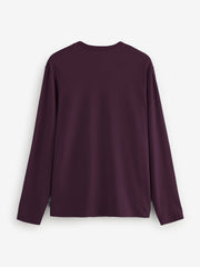 Burgundy Long Sleeve Crew Neck T-Shirt