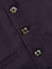 Burgundy Twill Suit Vest With Bow