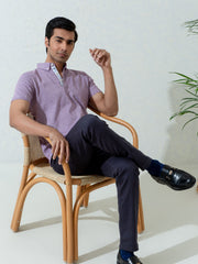 Burgundy & White Pinstriped Mercerized Polo Shirt