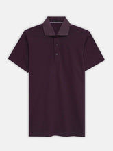 Burgundy Pique Polo With Printed Cutaway Collar