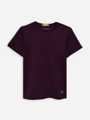 Burgundy 100% Cotton Casual Tee With Detailing