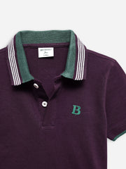 Burgundy Polo With Green Collar