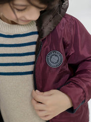 Burgundy Quilted Casual Jacket With Hoodie - Unisex
