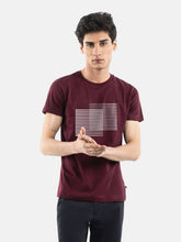 Burgundy 'Abstract' 3d Printed Crew Neck T-Shirt