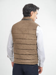 Camel Brown Suede Sleeveless Gillet Jacket