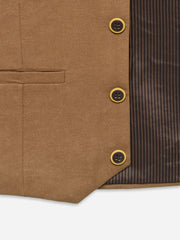 Camel Brown Twill Formal Vest With Bow - Junior