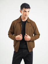Camel Brown Harrington Jacket With Collar