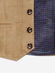 Camel Brown Velvet Formal Vest with Bow - Junior