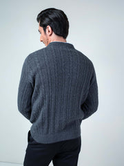 Charcoal Cable Knit Crew Neck Sweater