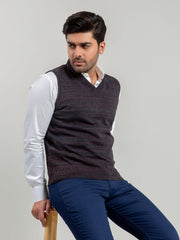 Charcoal Patterned Sleeveless V-Neck Sweater