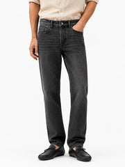 Charcoal Grey Straight Fit Casual Denim