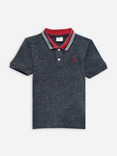 Charcoal Neppy Pique Polo With Red Collar