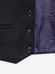 Charcoal Wool Blended Formal Vest with Bow - Junior