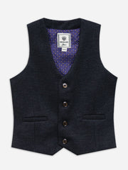 Charcoal Wool Blended Formal Vest with Bow - Junior