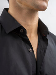 Classic Black Satin Formal Shirt