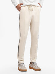 Cream Sporty Regular Fit Knitted Pajama