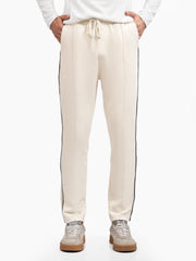 Cream Sporty Regular Fit Knitted Pajama