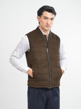 Dark Brown Suede Sleeveless Gillet Jacket