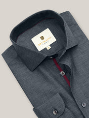 Dark Grey Melange Formal Shirt