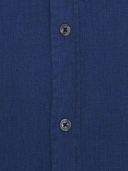 Dark Blue Indigo Dyed Structured Slim Fit Shirt