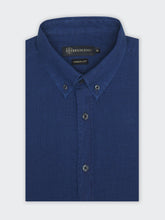 Dark Blue Indigo Dyed Structured Slim Fit Shirt