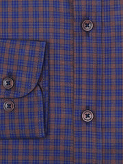 Dark Brown & Navy Blue Gingham Shirt - Luxe