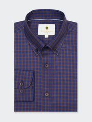 Dark Brown & Navy Blue Gingham Shirt - Luxe