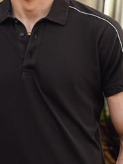 Dark Brown Raglan Sleeve Pique Sporty Polo