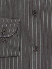 Dark Brown Striped Button Down Formal Shirt - Luxe