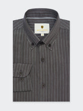 Dark Brown Striped Button Down Formal Shirt - Luxe