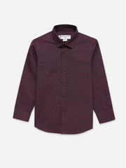Dark Maroon Printed Long Sleeve Shirt - Junior
