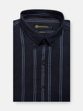 Dark Blue Striped Shirt With Button Down Collar