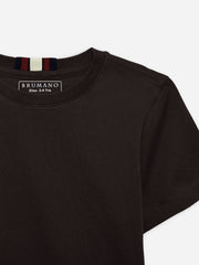Dark Brown 100% Cotton Casual Tee With Detailing