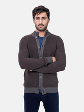 Dark Brown Chunky Knitted Button Cardigan