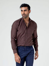 Dark Brown Striped Button Down Shirt