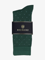Dark Green Cotton Socks With Heather Dots