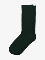 Dark Green Ribbed Cotton Socks
