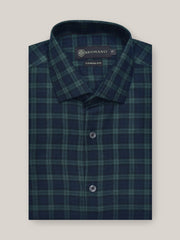 Dark Green & Blue Flannel Checkered Shirt