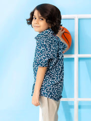 Green Floral Printed Short Sleeve Casual Shirt