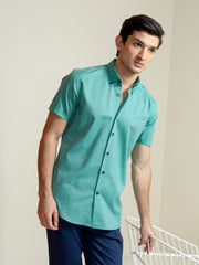 Green Polka Dot Half Sleeve Shirt