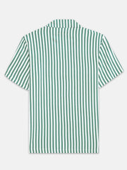 Green & Off-White Cuban Collar Shirt