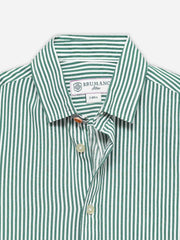 Green & White Striped Half Sleeve Casual Shirt - Junior